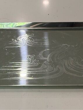 Vintage F.A.T.A. INOX 18/10 Italian MCM Stainless Serving Tray engraved waves